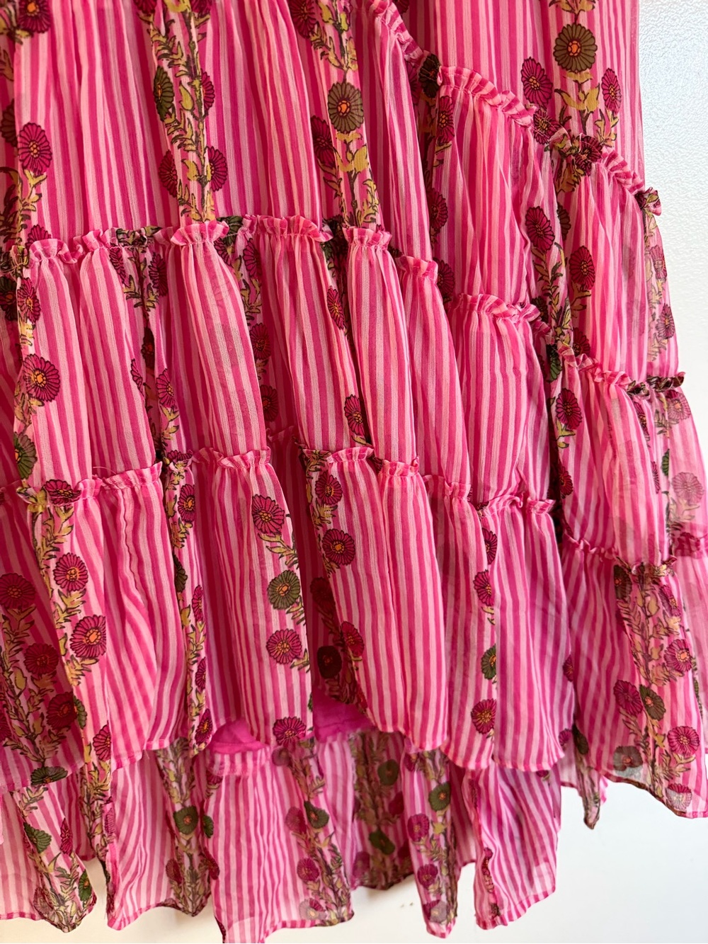 Free People Hot Pink Tiered Smocked Midi Dress - Picture 5 of 8